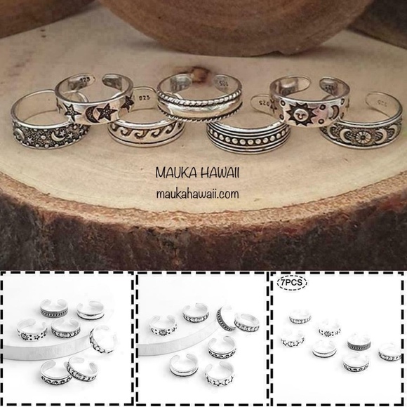 7 Pcs Toe Ring Set Adjustable Toe Rings Mid Rings New & Sealed! - Picture 2 of 12